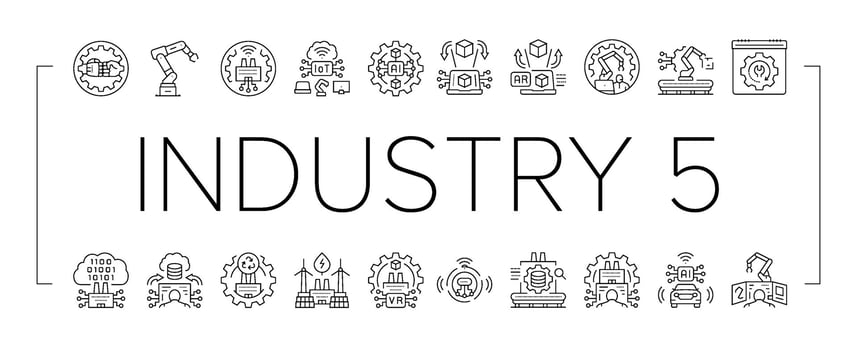 industry five automation icons set sign pack vector