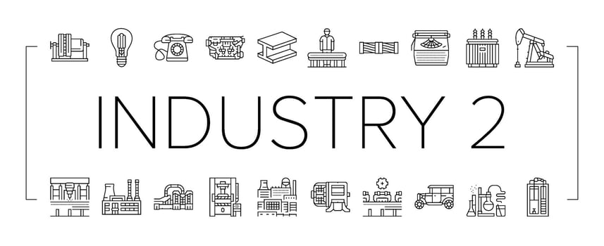 industry 2 automation robotics icons object vector
