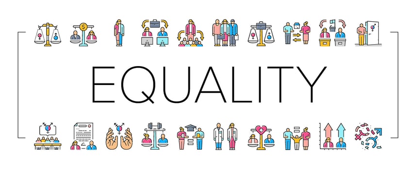 gender equality empowerment icons set vector