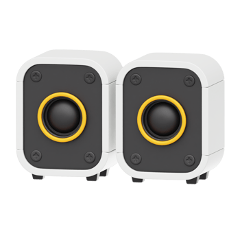 3D Render White Desktop Stereo Speaker Pair png