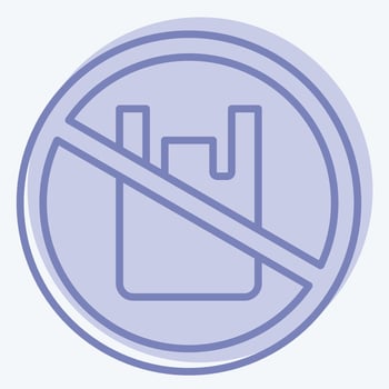 Icon No Plastic. related to Recycling symbol. two tone style. design editable vector