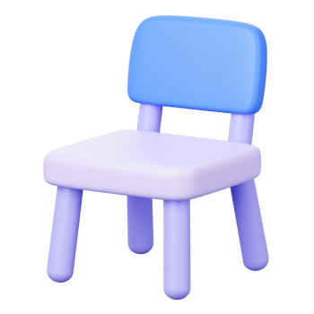 Charming children's chair in soft blue hues on transparent background png