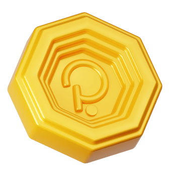 3D Render Gold Octagonal Token with P Emblem png