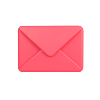Elegant red glossy envelope for communication purposes on transparent background png