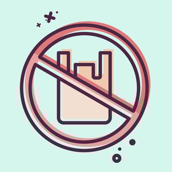 Icon No Plastic. related to Recycling symbol. MBE style. design editable vector