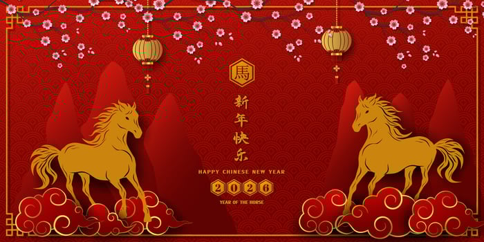 Chinese New Year 2026 celebration with horses vector