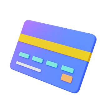 Sleek modern payment card rendered in 3D on transparent background png