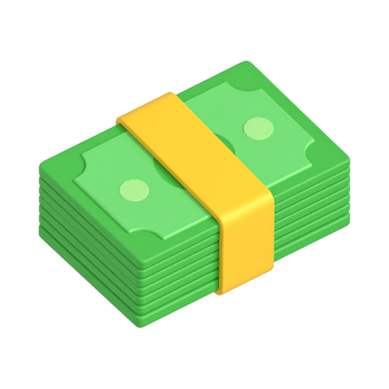 Stack of money with yellow band illustration on transparent background png