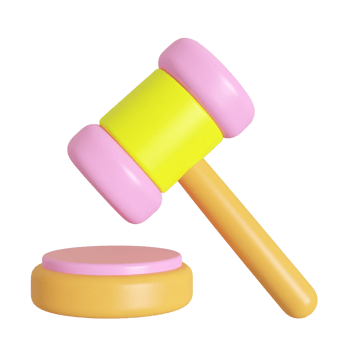Cute 3D Yellow and Pink Gavel Object on transparent background png