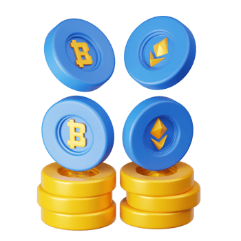 3D Render Blue Crypto Coins 3D Icons png