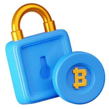 3D Render 3D Illustration, icon Bitcoin security lock png