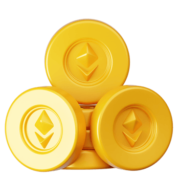 3D Render Golden Ethereum Coin Stack png