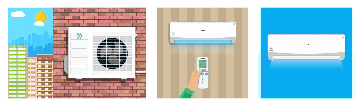 Different air conditioning units illustrated vector