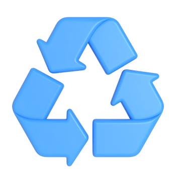 3D blue recycle symbol, reuse concept rendered on transparent background png
