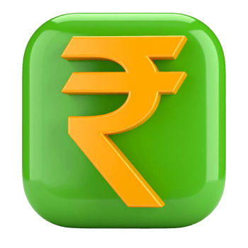 Shiny Indian Rupee Currency Symbol Glossy Icon on transparent background png