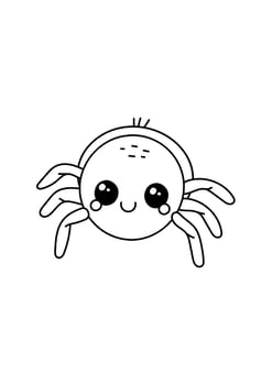 Kawaii halloween spider line art page for coloring activity vector
