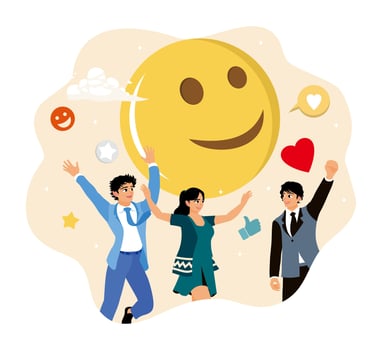 Happy people and a smiley face vector
