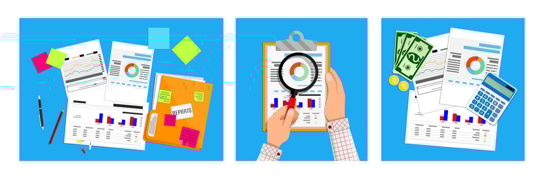 Financial reports and analysis tools vector