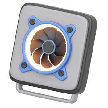 3D Render Blueframed PC cooling fan png