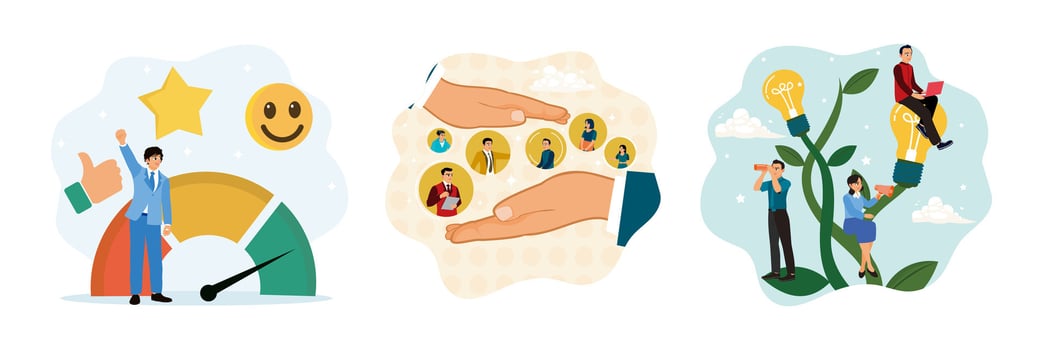 Team building and creative growth illustration vector