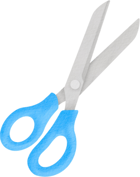 Watercolor blue handle scissors png
