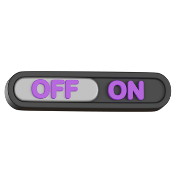 Toggle switch with off and on text User Interface 3D icon png