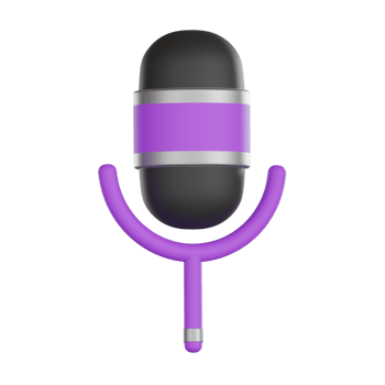 Purple and black microphone icon with stand User Interface 3D icon png