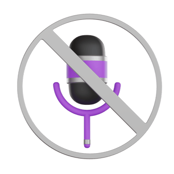 Muted microphone icon with purple and gray User Interface 3D icon png