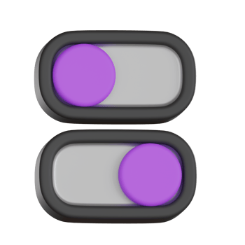 Toggle switch button with purple slider User Interface 3D icon png