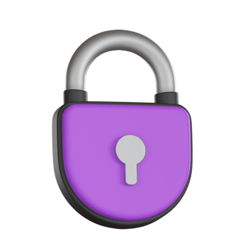 Purple lock with silver shackle and keyhole User Interface 3D icon png