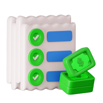 3D Render Checklist with money icon png