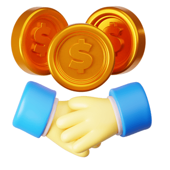 3D Render Handshake with Coins Symbolizing Partnership png