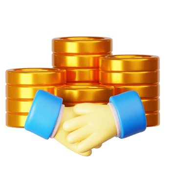 3D Render Handshake Over Coins png