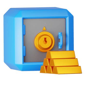 3D Render Icon Vault and Gold Bars png