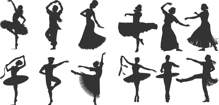 People Lifestyle Silhouettes Featuring Army Soldier Fitness Yoga Sports Parenting Family Holiday Celebration Camping and Office Workers vector