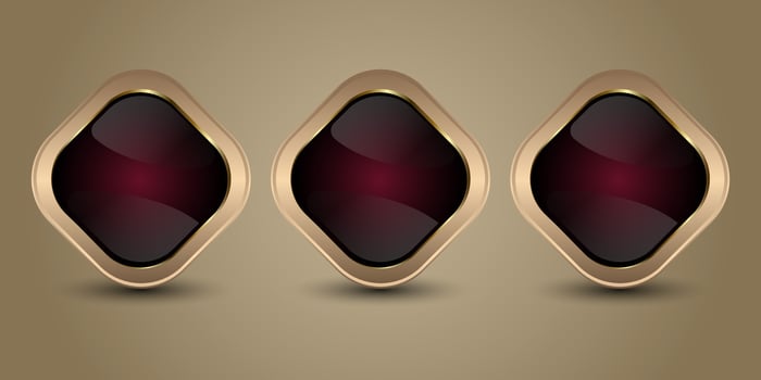 Gold trimmed dark gem icons vector