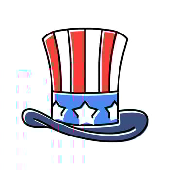 stars stripes top hat color icon object vector