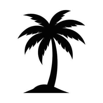 Silhouette of a palm tree on a small island against a white background vector