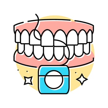 flossing oral care color icon entity vector