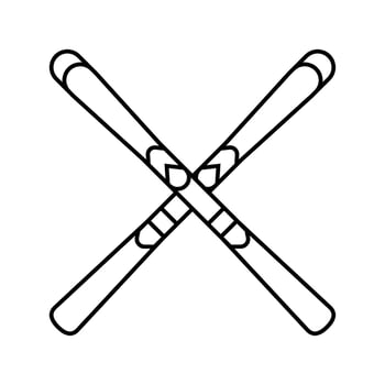 pair skis crossed mountain skiing line icon object vector