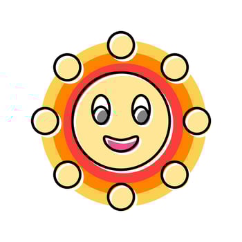 smiley face cute sun character color icon element vector