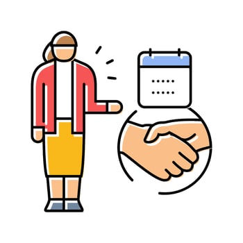 meeting scheduling administrative assistant color icon fragment vector