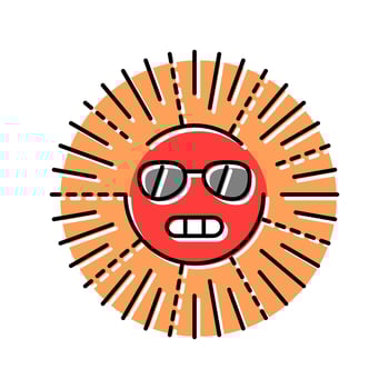 sunglasses cute sun character color icon emblem vector