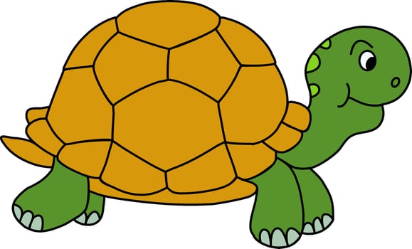 Cute Green Turtle with Large Brown Shell vector
