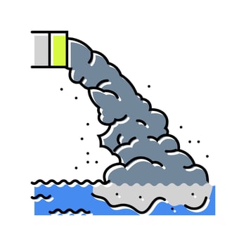 drain pipe releasing dirty water lake color icon constituent vector