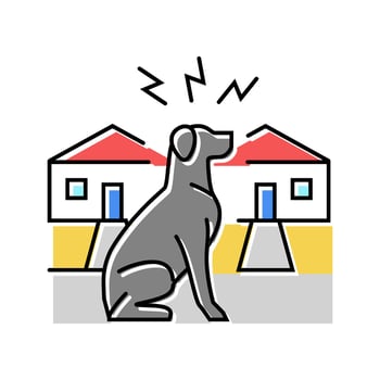 dogs barking loudly noisy neighborhood color icon element vector
