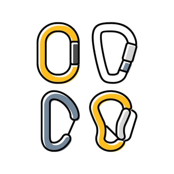 carabiners rock climbing color icon indicator vector