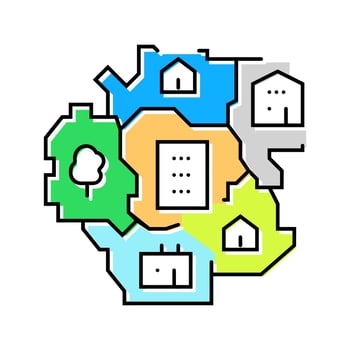 urban planning blueprint color icon fragment vector