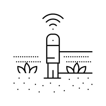 plant sensor agri tech line icon emblem vector