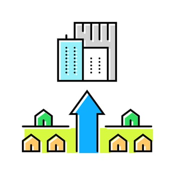 urban migration arrows color icon fragment vector